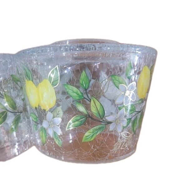 Yankee Candle Clear Crackle Glass Holder – Lemon Floral Design Set of TWO - Picture 2 of 10